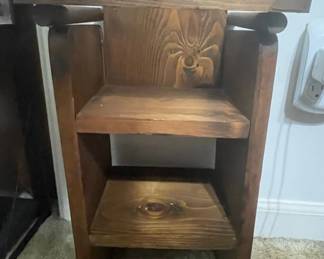 Vintage Wooden Doll High Chair with Red Heart Accent