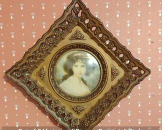 Set of Victorian Cameo Creation Style Portrait Miniatures in Ornate Frames