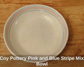 McCoy Pottery Pink and Blue Stripe Mixing Bowl