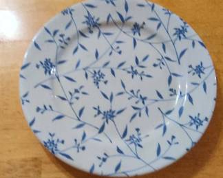 Fugio Stoneware Plate with Blue Floral Design