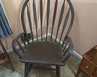 Antique Windsor Spindle Back Rocking Chair
