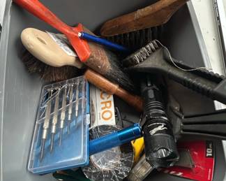 Assorted Hand Tools and Accessories in a Tote