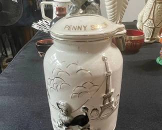 Penny Saver For My Cadillac Poodle Ceramic Jar with Lid