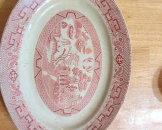 Pink Willow Pattern Oval Platter by Churchill