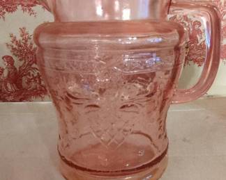 Pink Depression Glass Mayfair Open Rose Pitcher