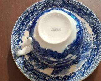 Vintage Japanese Blue Willow Teacup and Saucer second image