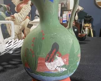 Mexican Folk Art Painted Pitcher