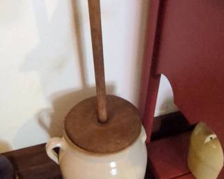 Stoneware Butter Churn with Wooden Dasher