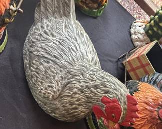 Ceramic Chicken and Rooster Figurines