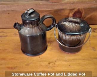 Stoneware Coffee Pot and Lidded Pot