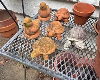 Vintage Terracotta and Concrete Garden Animal Figurines