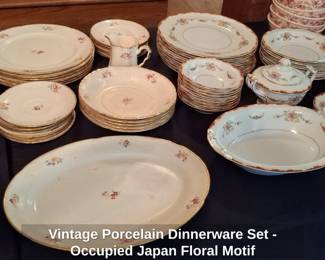 Vintage Porcelain Dinnerware Set  Occupied Japan Floral Motif