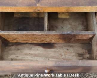 Antique Pine Work Table or Desk fifth image