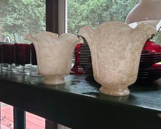 Vintage Frosted Glass Lamp Shade second image