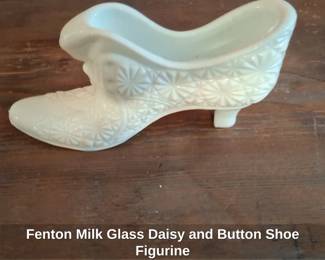 Fenton Milk Glass Daisy and Button Shoe Figurine second image
