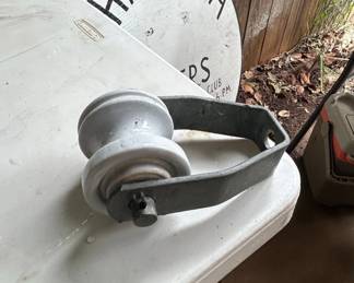 Vintage Ceramic Electrical Insulator with Metal Bracket