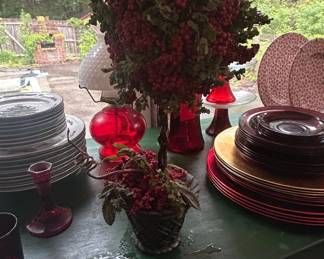 Artificial Red Berry Topiary