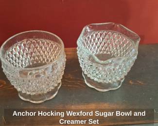 Anchor Hocking Wexford Sugar Bowl and Creamer Set