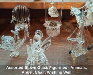 Assorted Blown Glass Figurines  Animals, Angel, Chair, Wishing Well second image