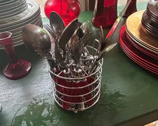Vintage Red Bakelite Flatware Set