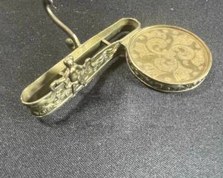Victorian SilverPlated Snuff Box with Figural Mount and Clip