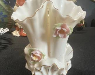 Porcelain Vase with Applied Flowers