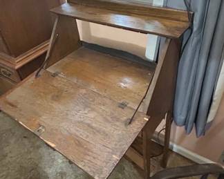 Antique Tiger Oak DropFront Secretary Desk second image