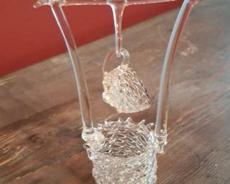 Spun Glass Figurine  Bird on a Well