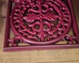 Cast Iron Trivet with Floral Motif