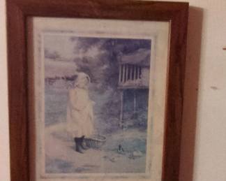 Framed Print of a Young Girl with Ducks by Adolf Sehring