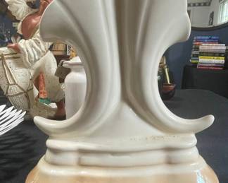 Vintage McCoy Cornucopia Vase with Floral Appliqus second image