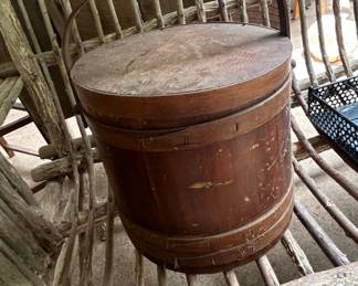 Vintage Wooden Firkin Sugar Bucket with Lid
