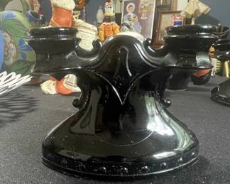 Black Amethyst Glass Candlestick Holder second image