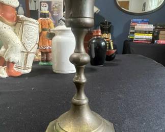 Vintage Brass Candlestick Holder with Hexagonal Base