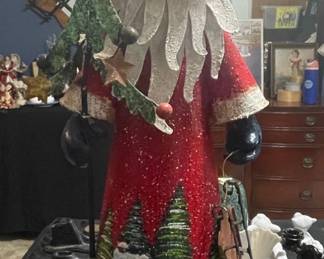 Vintage Santa Claus Figure with Christmas Tree