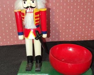 Wooden Nutcracker with Red Bowl
