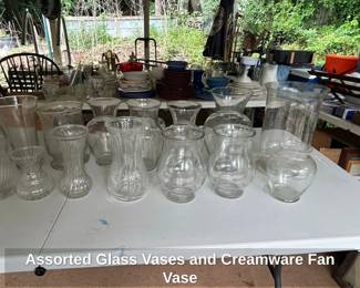 Assorted Glass Vases and Creamware Fan Vase second image