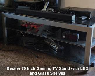 Bestier Inch Gaming TV Stand with LED and Glass Shelves