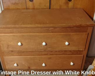 Vintage Pine Dresser with White Knobs