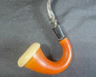 Vintage Decorative Calabash Pipe and Woven Octagonal Holder second image