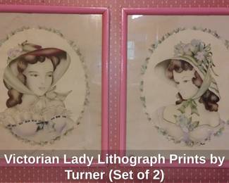 Victorian Lady Lithograph Prints by Turner Set of 