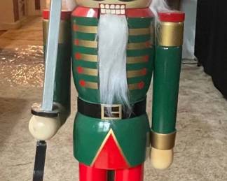 Large Wooden Nutcracker Soldier with Sword