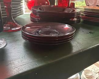 Anchor Hocking Royal Ruby Red Glass Dessert Plates second image
