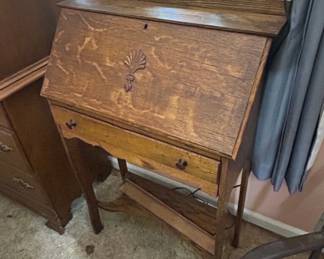 Antique Tiger Oak DropFront Secretary Desk