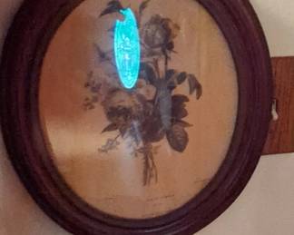 Oval Framed Floral Print with Luminous Pendant