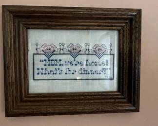 CrossStitch Mom, were home Whats for dinner Framed Art