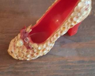 Seashell Decorated High Heel Shoe Figurine