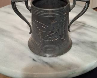 Silver Plated Footed Cup with Engraved Foliage