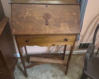 Antique Tiger Oak DropFront Secretary Desk third image