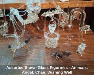 Assorted Blown Glass Figurines  Animals, Angel, Chair, Wishing Well third image